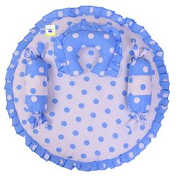 Toddylon Baby Mattress with Pillows New Born Round Gaddi Set  Blue-picture-18