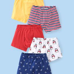 Babyhug 100% Cotton Knit Penguin Printed Trunk Pack of 5 - Multicolour-image-89