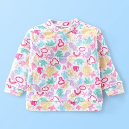 Babyhug Cotton Knit Full Sleeves Fur Sweatshirt with Teddy Embroidery - Beige-image-52
