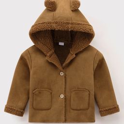 Kookie Kids Full Sleeves Hoodies With Ear Applique- Brown-image-45
