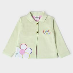 Mi Arcus 52% Cotton 46% Polyester 2% Elastane Lining 100% Cotton Full Sleeves  Floral Embroidered Winter Coat - Light Green-picture-28