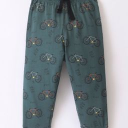 Doreme Single Jersey Knit Ankle Length Lounge  Pant Cycle Print - Pine Green-image-12