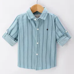 Jash Kids Cotton Woven Full Sleeves Striped Shirt - Light Blue-picture-6