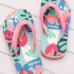 Pine Kids Slip On Flip Flops With Floral Print - Pink-image-37