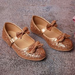 boyz n galz Bow Detailed Shimmered Mary Jane Ballerinas - Rose Gold-image-16