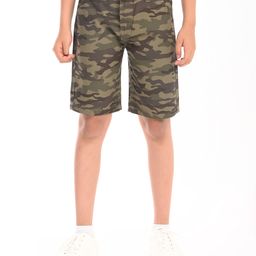 Zion Cotton Woven Camouflage Printed Chino Shorts - Olive Green-image-97
