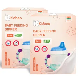 Kidbea Baby Milk Feeding Sipper Cup, 200ml, 100 g, Blue | Anti-Colic Nipple | BPA-Free | Rust Free | Food Grade-picture-6