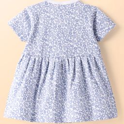 Ben Benny 100% Cotton Knit Half Sleeves Front Open Frocks with Floral & Text Print Pack of 2 - Red & Light Blue image 3