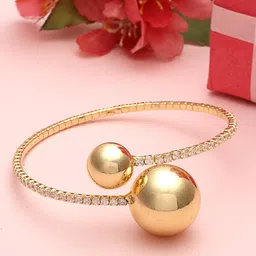 PANASH 18KT Gold Plated Stone Studded Tarnish-Free Waterproof Bangle-Style Bracelet-15