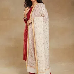 Fabindia Floral Block Printed Cotton Silk Dupatta-7