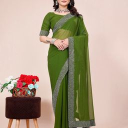 K 5 Fashion Embellished Beads and Stones Pure Georgette Saree-picture-42