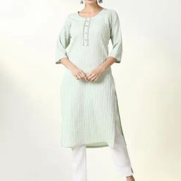 SHOWOFF Green Stripes 3/4th sleeve Kurta-image-87