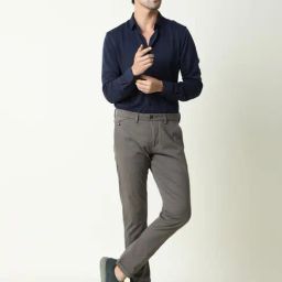 Rare Rabbit Grey Cotton Solid Regular Fit Formal Trousers-picture-12