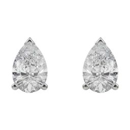 Emori 14k White Gold & Diamond 1 CT Solitaire Pear Stud Earrings-picture-0