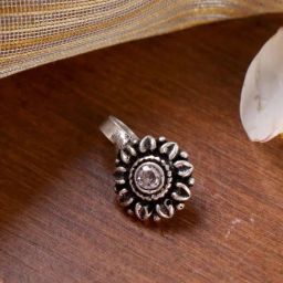 Teejh Ethnic Zia White Stone Floral Nose pin for Women-41