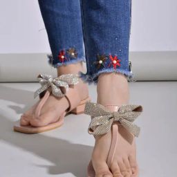 Shoetopia Women's Peach T-Strap Sandals-image-77