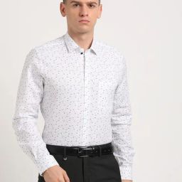 Turtle White Cotton Slim Fit Printed Shirt-image-45