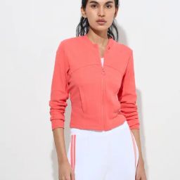 Studiofit by Westside Coral Ribbed Cotton-Blend Jacket-image-98