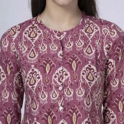 Saffron Threads Pink Cotton Printed A-Line Kurta image 5