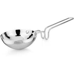 Prabha Stainless Steel Silver Hammered Finish Tadka Pan with Handle Unbreakable, 0.50 L, Size 145 mm-15