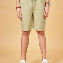 Urban Ranger by Pantaloons Sage Green Cotton Slim Fit Shorts-image-99