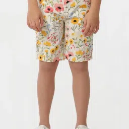 Kate & Oscar Kids Multicolor Cotton Floral Print Shorts-image-3
