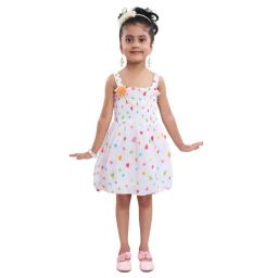 Wish Karo Girls Orange Cotton Graphic Printed Frock-image-43