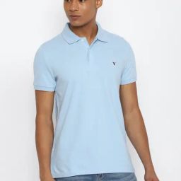 American Eagle Blue Cotton Slim Fit Solid Polo T-Shirt-picture-34