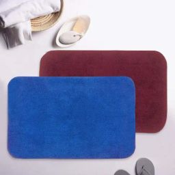 BIANCA Soft-Cotton Bath Mat With Rubber Back -2pc Medium (benz) solid-blue/maroon-picture-47