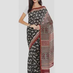 Kalakari India Black Printed Saree With Unstitched Blouse-picture-39