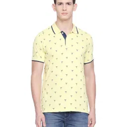 Basics Yellow Printed Polo T-Shirt-image-88