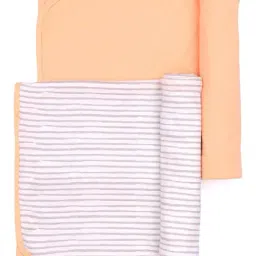 MiArcus Orange & Grey Cotton 200 GSM Wraps (0-12 Month) - Set of 2-13