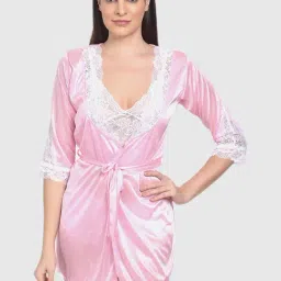 mod & shy Pink Lace Print Night Dress-image-9