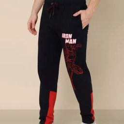 Free Authority Printed Iron Man Navy Joggers for Men-image-7