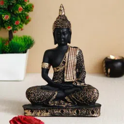 eCraftIndia Black and Golden Meditating Lord Buddha Handcrafted Decorative Showpiece-image-58