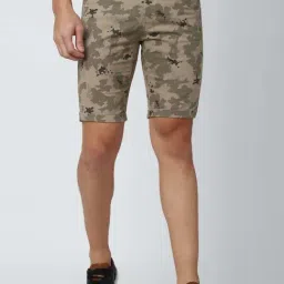 Peter England Brown Cotton Regular Fit Camouflage Shorts-picture-11