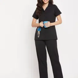 Clovia Black Cotton Shirt With Pyjamas-picture-21