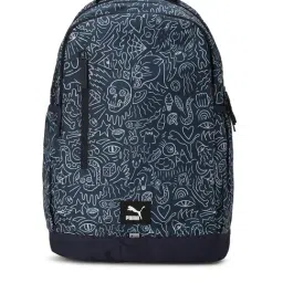 Puma Blue Printed Medium 15 inch Backpack-image-6
