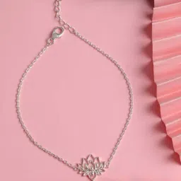 Clara 92.5 Sterling Silver Lotus Anklet for Women-image-21