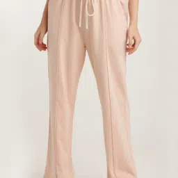 zink Z Light Pink Cotton Regular Fit High Rise Pants-image-67