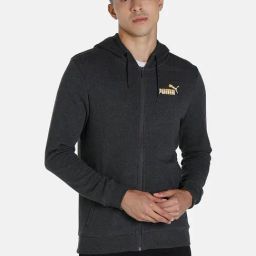 Puma Grey Cotton Slim Fit Hooded Jacket-image-31
