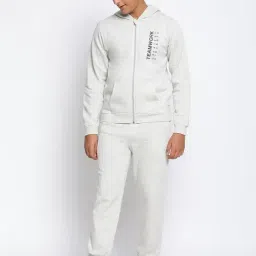 Lil Tomatoes Kids Grey Textured Full Sleeves Hoodie with Trackpants-image-23