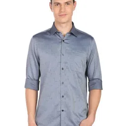 Ad By Arvind Grey Cotton Regular Fit Self Pattern Shirt-image-10