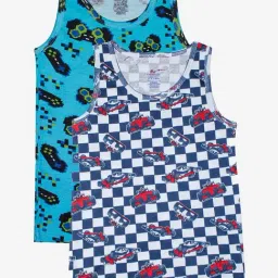 Kiddopanti Kids Aqua Blue & White Printed Vest (Pack Of 2)-picture-29