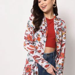 Trend Arrest White Floral Print Shrug-image-100