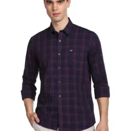Arrow Blue Cotton Slim Fit Checks Shirt-picture-20
