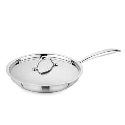 Prabha Stainless Steel Silver Fry Pan with Lid- 22cm, 1.4L-12
