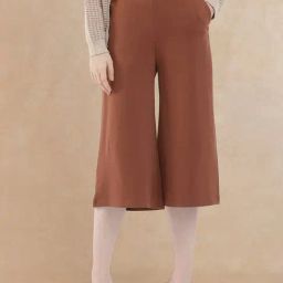 RAREISM Brown Polyester Solid Trousers-image-32