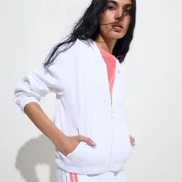 Studiofit by Westside White Ribbed Cotton-Blend Jacket-image-99