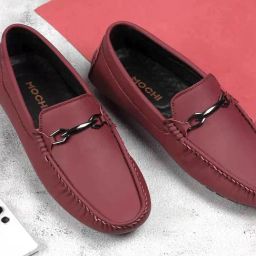 Mochi Men's Maroon Casual Loafers-image-52
